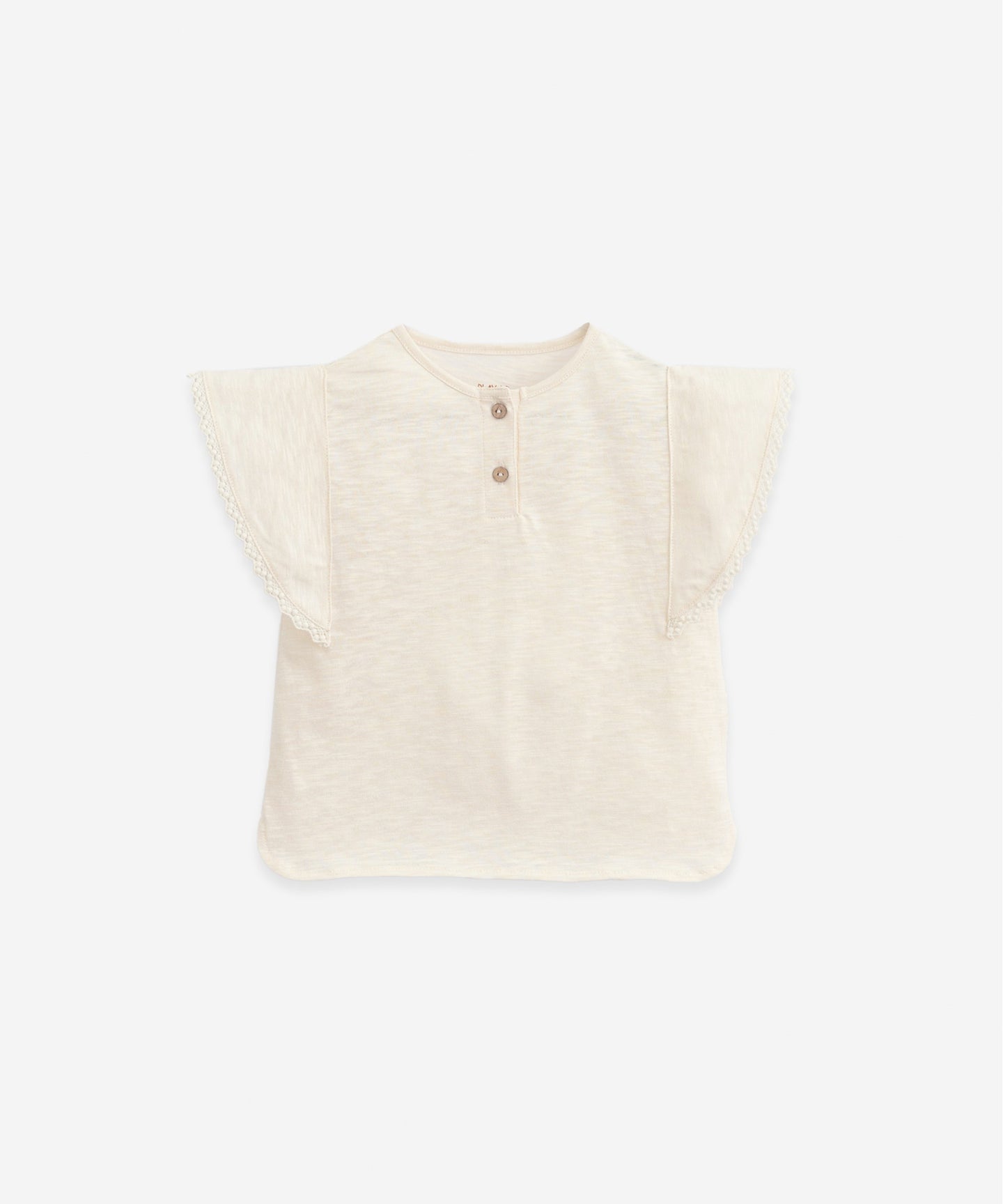 Play Up - Organic Cotton Lace Trim Tee - Dandelion
