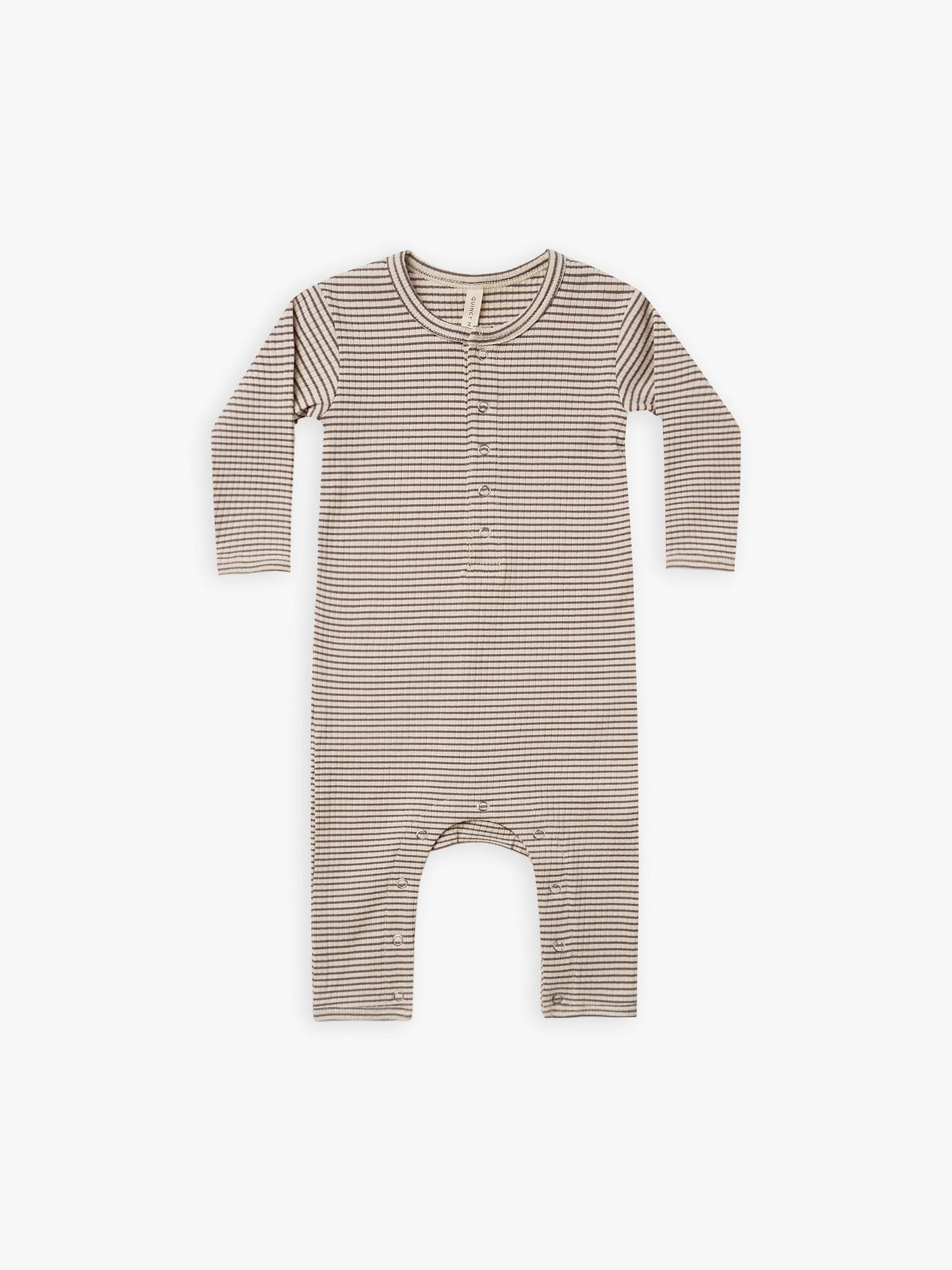 Quincy Mae - Organic Ribbed Baby Jumpsuit - Charcoal Stripe