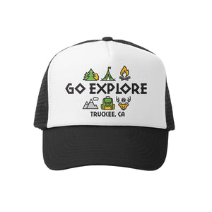 Grom Squad - Go Explore Truckee CA Hat - Black/White