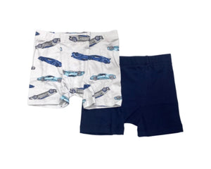 Esme - Boys Boxer 2 Pack Set - Grey Cars/Navy