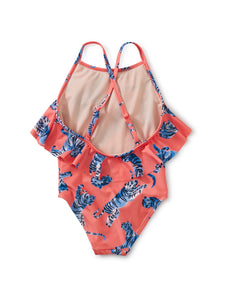 Tea Collection - Flutter One-Piece Swimsuit - Tossed Tiger