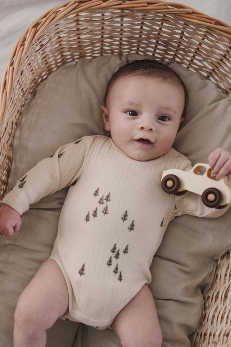 Fin & Vince - Organic Long Sleeve Onesie - Pine Print