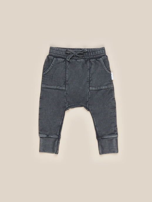 Huxbaby - Organic Charcoal Pocket Drop Crotch Pant - Charcoal