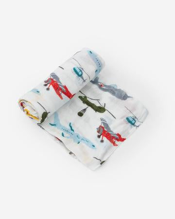 little unicorn - Deluxe Muslin Swaddle Single - Air Show