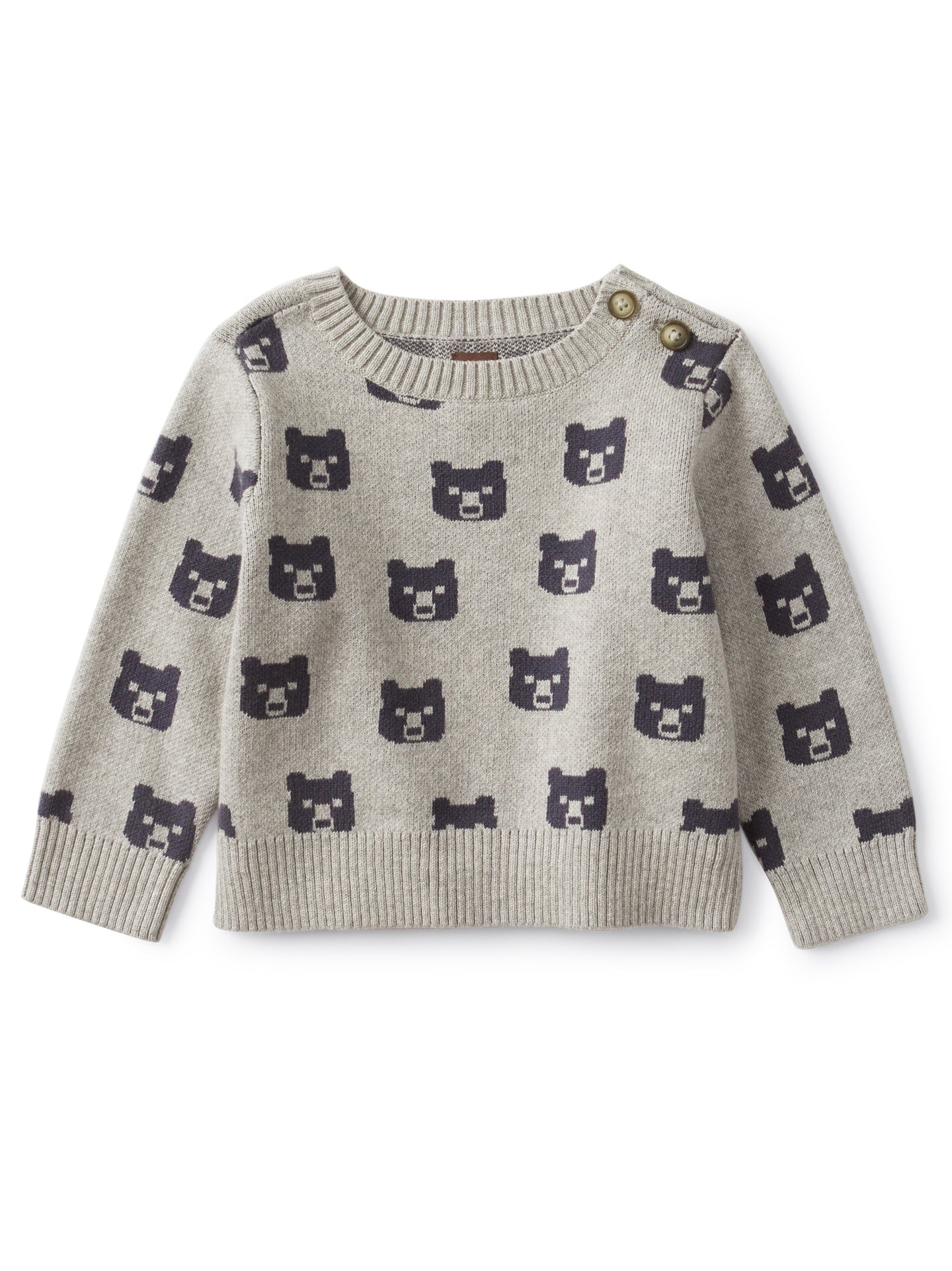 Tea Collection - Beary Cozy Baby Sweater - Med Heather Grey