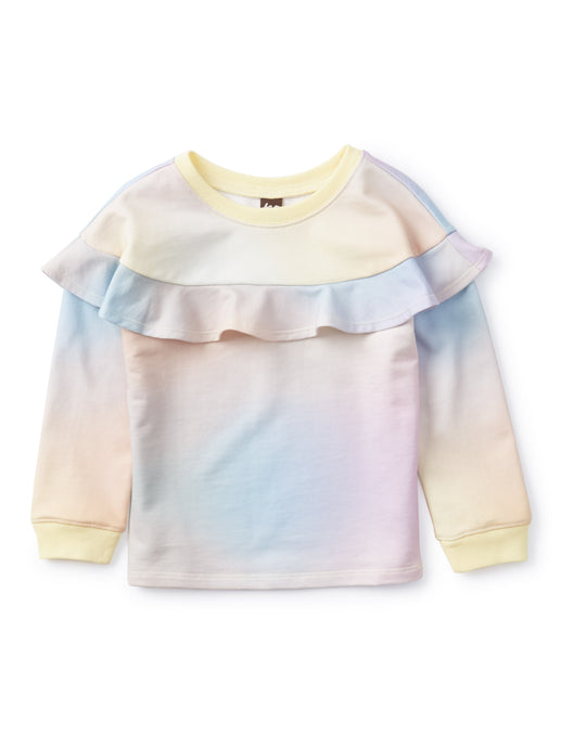 Tea Collection - Long Sleeve Ruffle Top - Rainbow Gradient