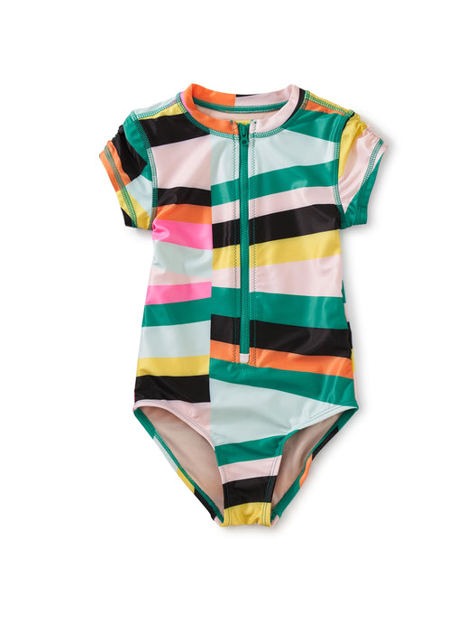 Tea Collection - Rash Guard One-Piece Swimsuit - Swim Chevron