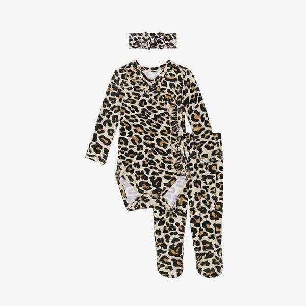 Posh Peanut - Lana Leopard Tan - Ruffled Kimono Set