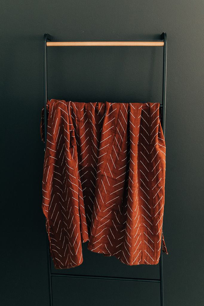 Mebie Baby - Rust Mudcloth Muslin Swaddle Blanket