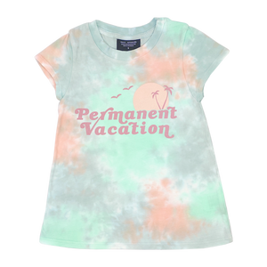 Permanent Vacation Girls Crew Neck Tee - Tie Dye
