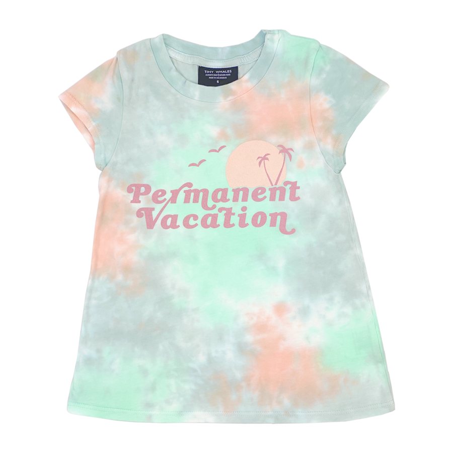 Permanent Vacation Girls Crew Neck Tee - Tie Dye