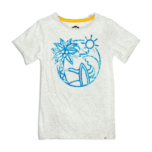 Appaman - Graphic Short Sleeve Tee Day Surf - Cloud Heather