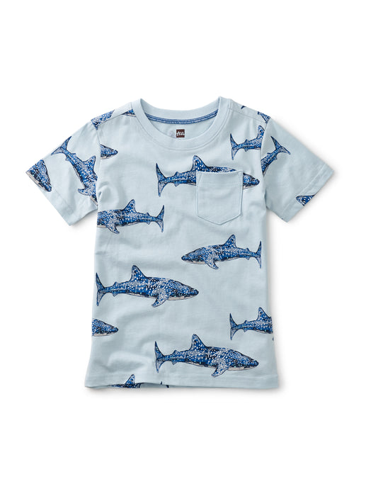 Tea Collection - Printed Pocket Tee - Whale Sharks In Blue