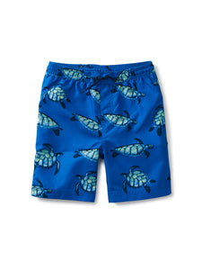 Tea Collection - Full Length Swim Trunk - Swimming Turtle - Blue