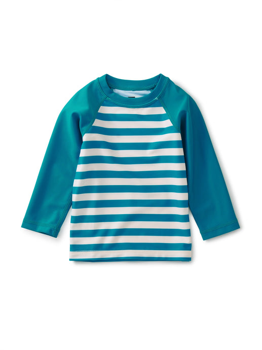 Tea Collection - Long Sleeve Baby Rash Guard - Stripes in Teal