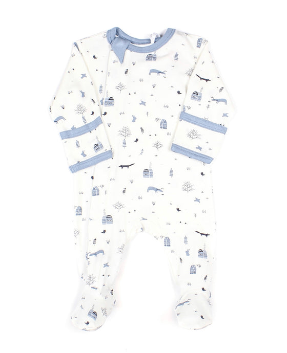 Coccoli - Zipper Modal Footie - Blue Forest Animals