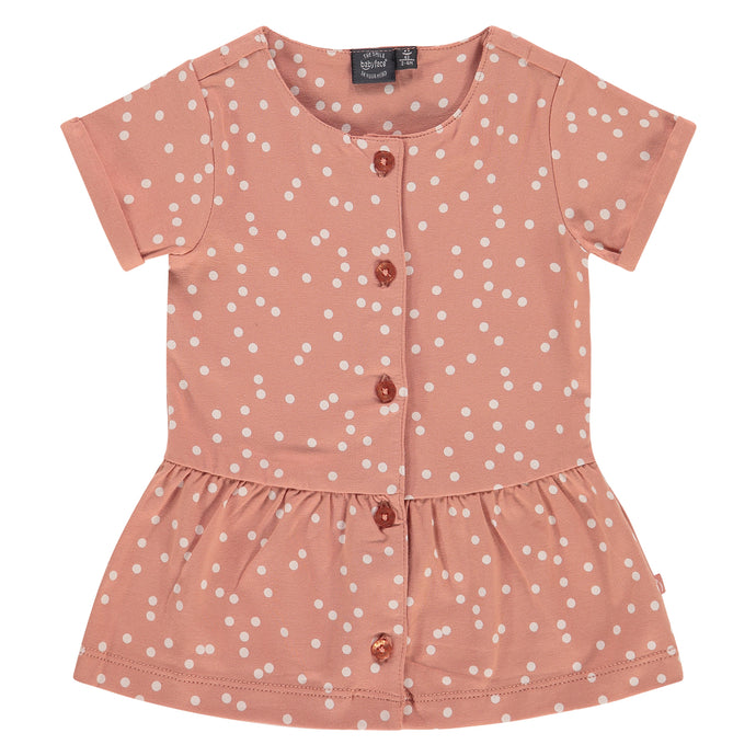 Babyface - Organic Baby Girls Polka Dot Dress - Rosewood