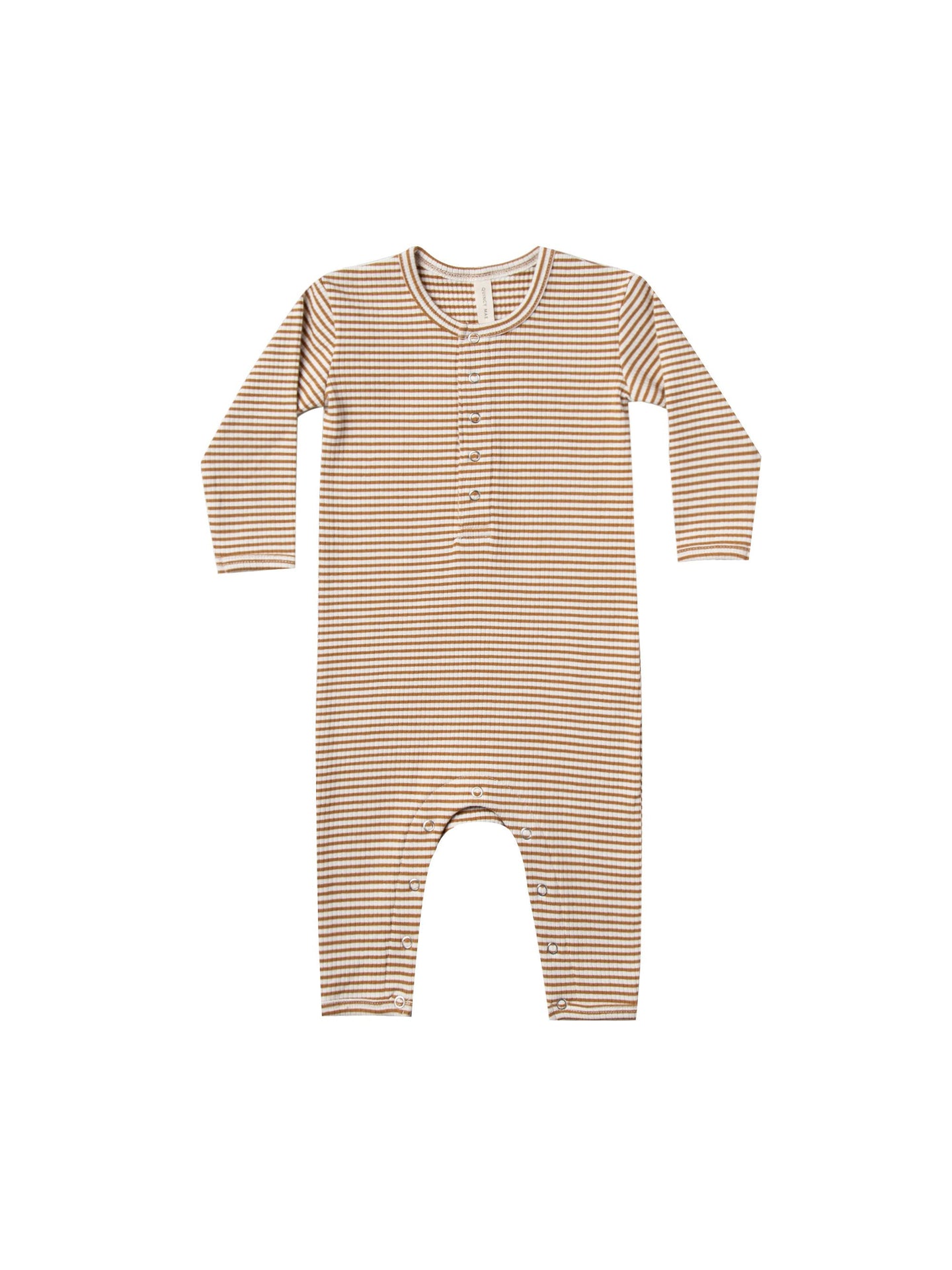 Quincy Mae - Organic Ribbed Baby Jumpsuit - Walnut Stripe