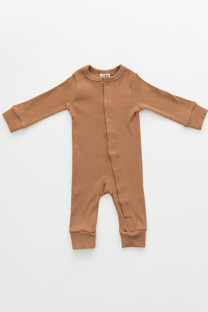 Mebie Baby - Mustard Organic Cotton Ribbed Footless One-Piece