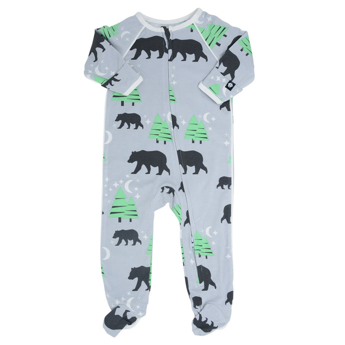 Sweet Bamboo - Piped Footie - Brave Bear Gray