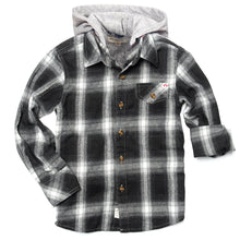 Load image into Gallery viewer, Appaman - Glen Hooded Shirt - Greyscale Plaid