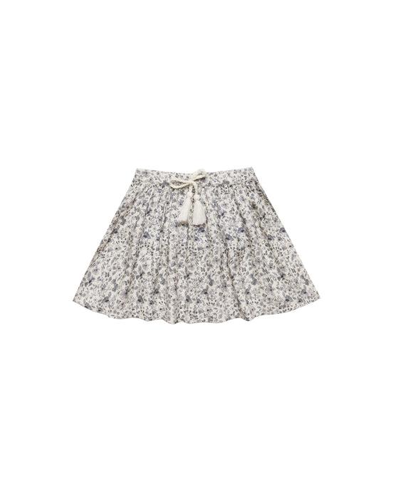 Rylee + Cru - Blue Floral Mini Skirt - Ivory/Blue Floral