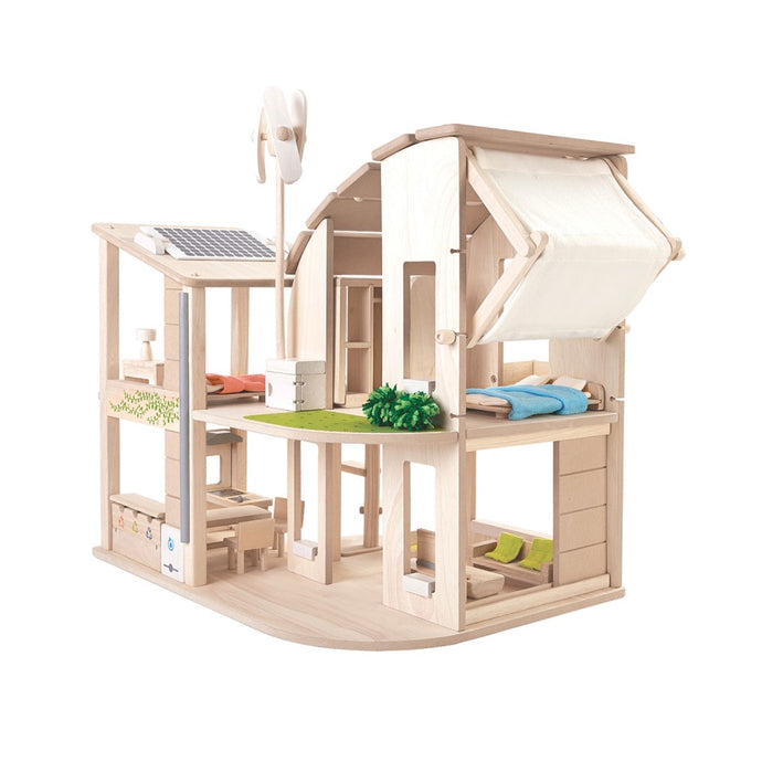 Plan Toys - Green Dollhouse With Furniture