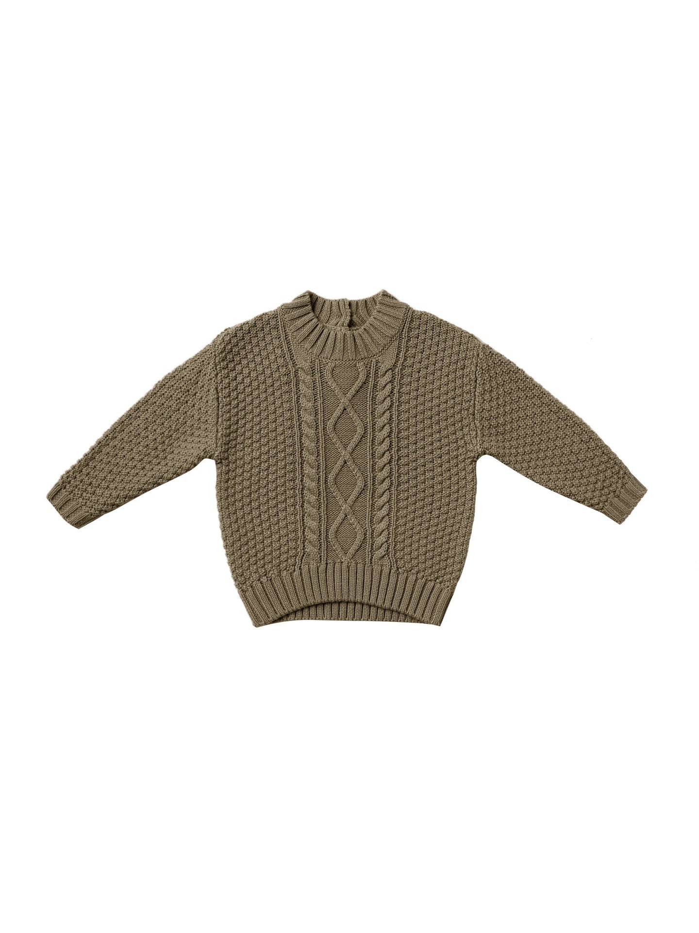 Quincy Mae - Organic Cable Knit Sweater - Olive