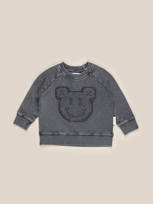 Huxbaby - Organic Digi Smile Sweatshirt - Charcoal