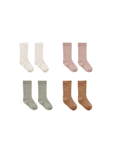 Quincy Mae - Socks, Set of 4 - Natural, Mauve, Basil, Cinnamon