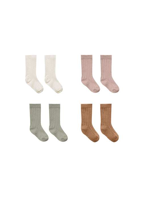 Quincy Mae - Socks, Set of 4 - Natural, Mauve, Basil, Cinnamon