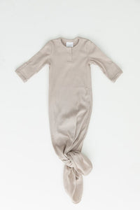 Mebie Baby - Oatmeal Organic Cotton Ribbed Knot Gown