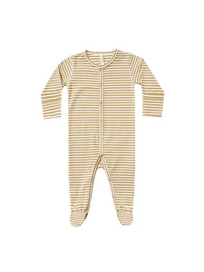 Quincy Mae - Full Snap Footie - Gold Stripe