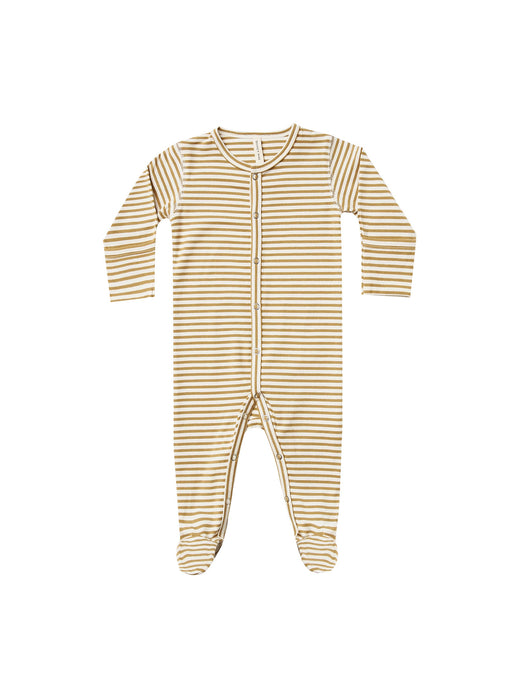 Quincy Mae - Full Snap Footie - Gold Stripe