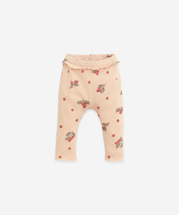 Play Up - Organic Frill Blueberry Print Leggings - Egg