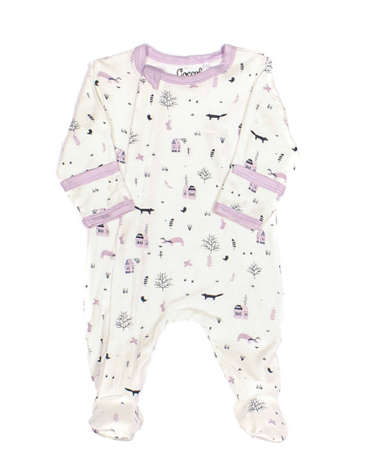 Coccoli - Zipper Modal Footie - Lavender Forest Animals