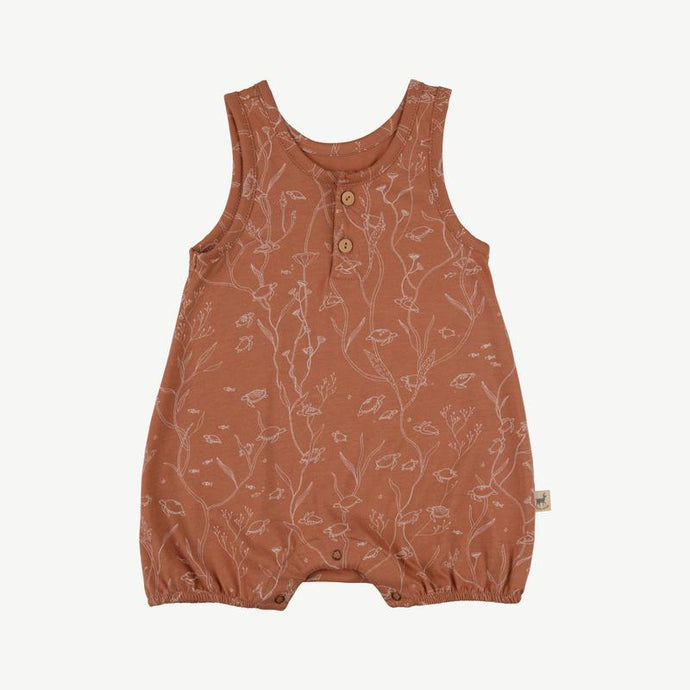 Red Caribou - Organic Sea Turtles Romper - Mocha Mouse