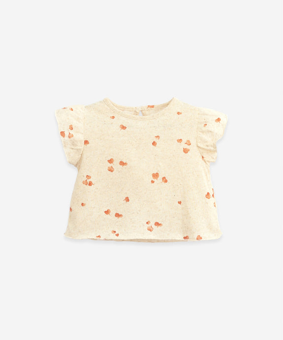 Play Up - Organic Cotton Floral Print Tee - Mushroom
