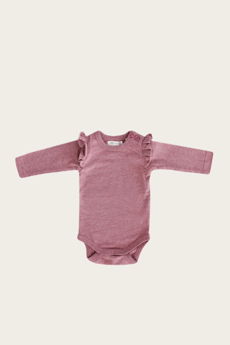 Jamie Kay - Organic Frill Long Sleeve Bodysuit - Berry Fizz