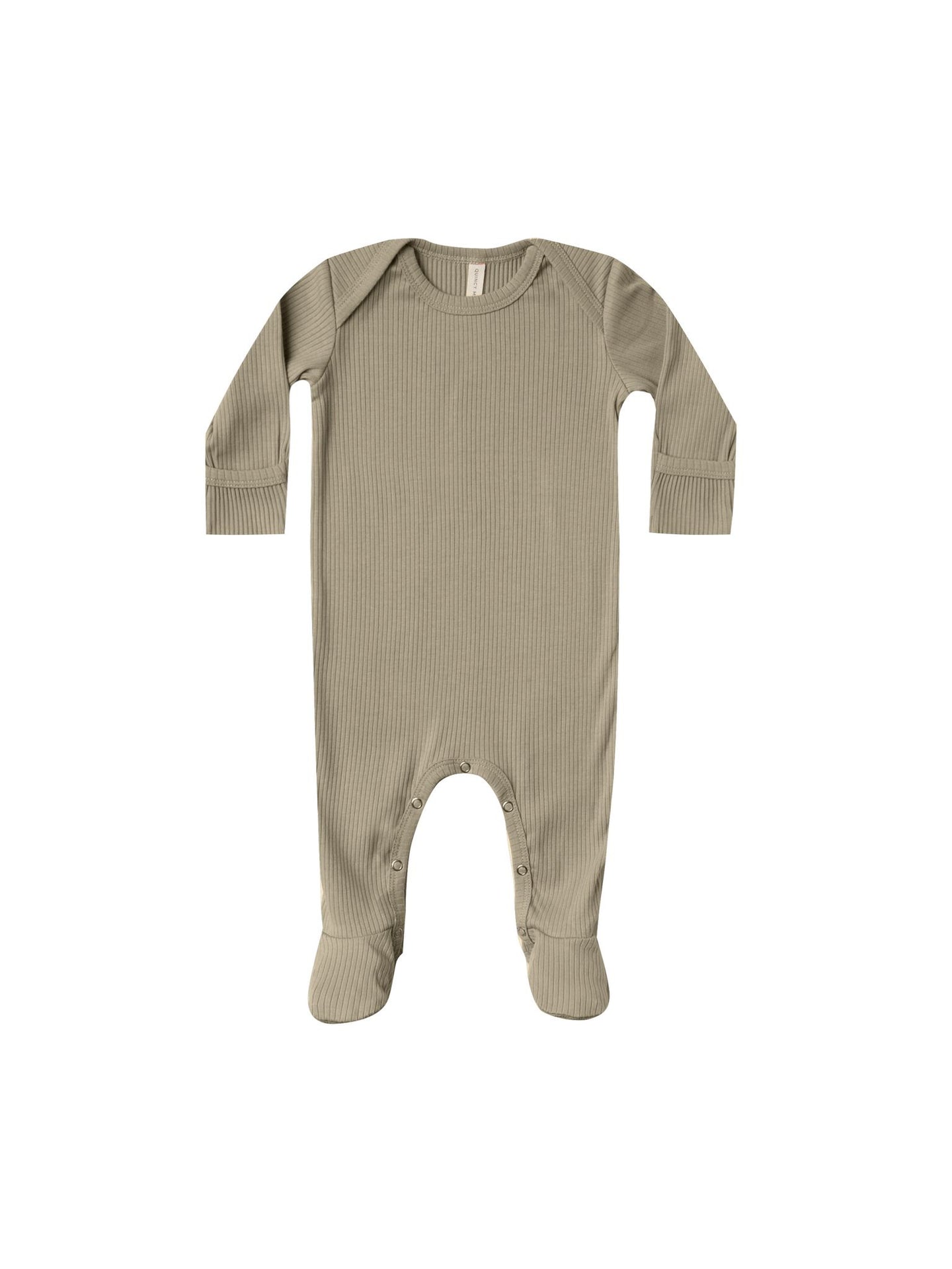 Quincy Mae - Organic Ribbed Footie - Olive
