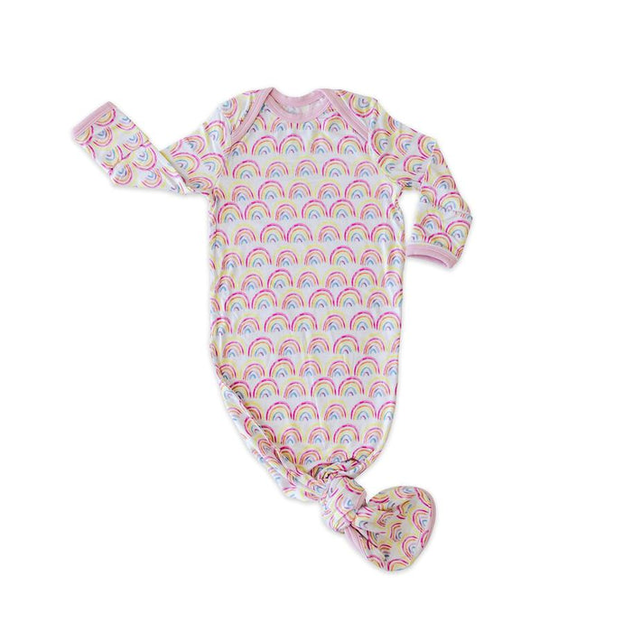 Little Sleepies - Pastel Rainbows Bamboo Viscose Infant Knotted Gown