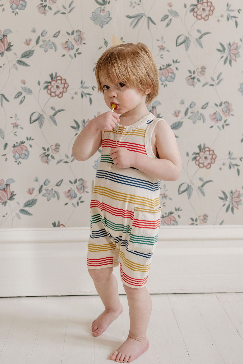 Fin & Vince - Short Jumpsuit - Pima Cotton - Rainbow Stripe