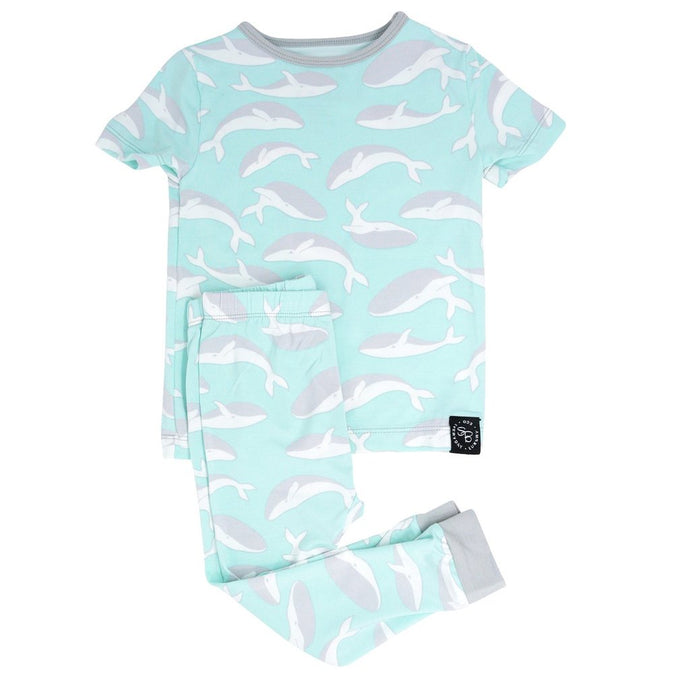 Sweet Bamboo - Big Kid Pj's Short Sleeve/Long Pant - Green Whale