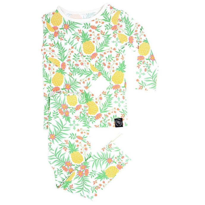 Sweet Bamboo - Big Kid Pj's Short Sleeve/Long Pant - Pineapple Floral