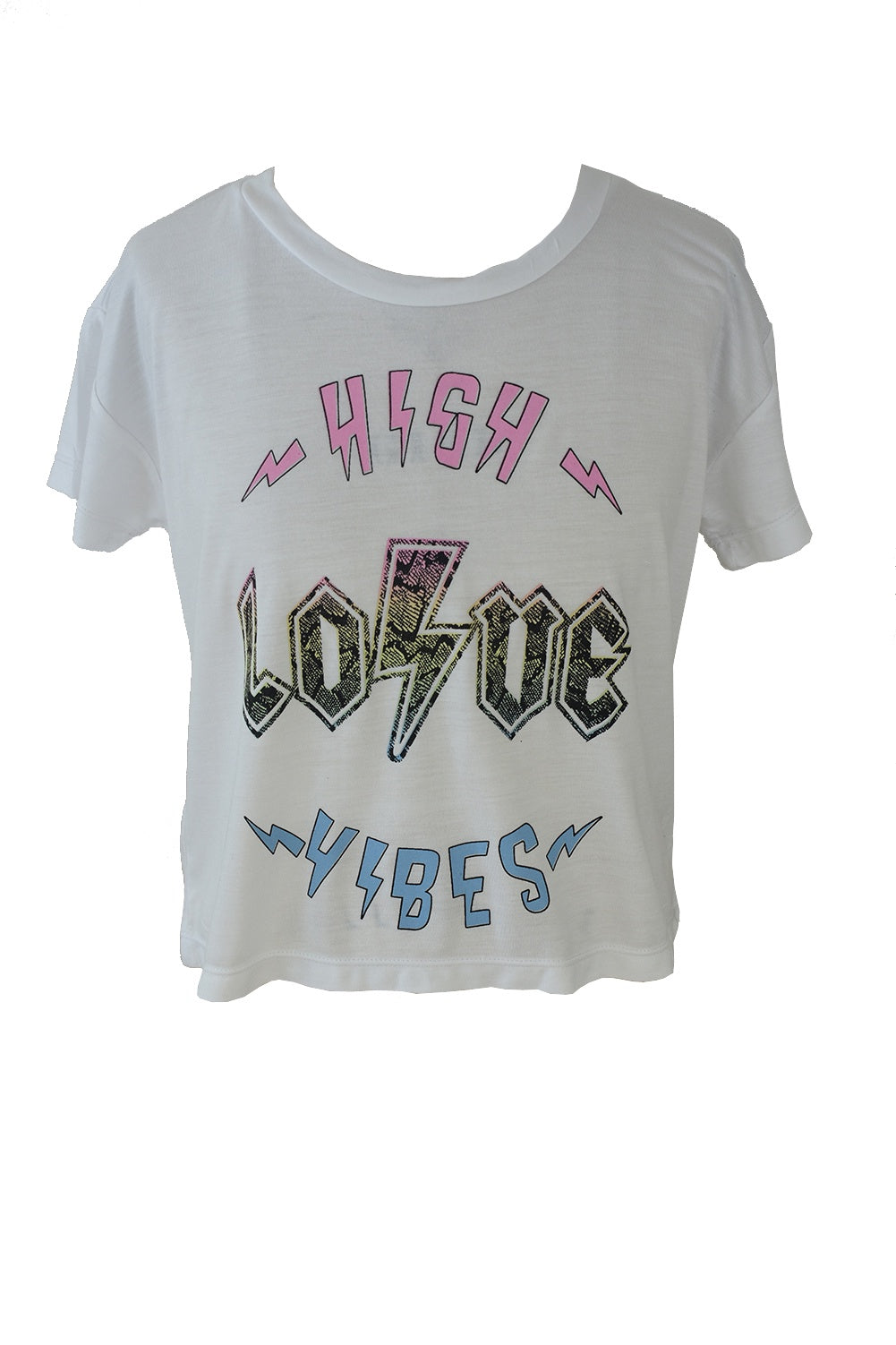 Flowers By Zoe - Cropped High Love Vibes Tee - White