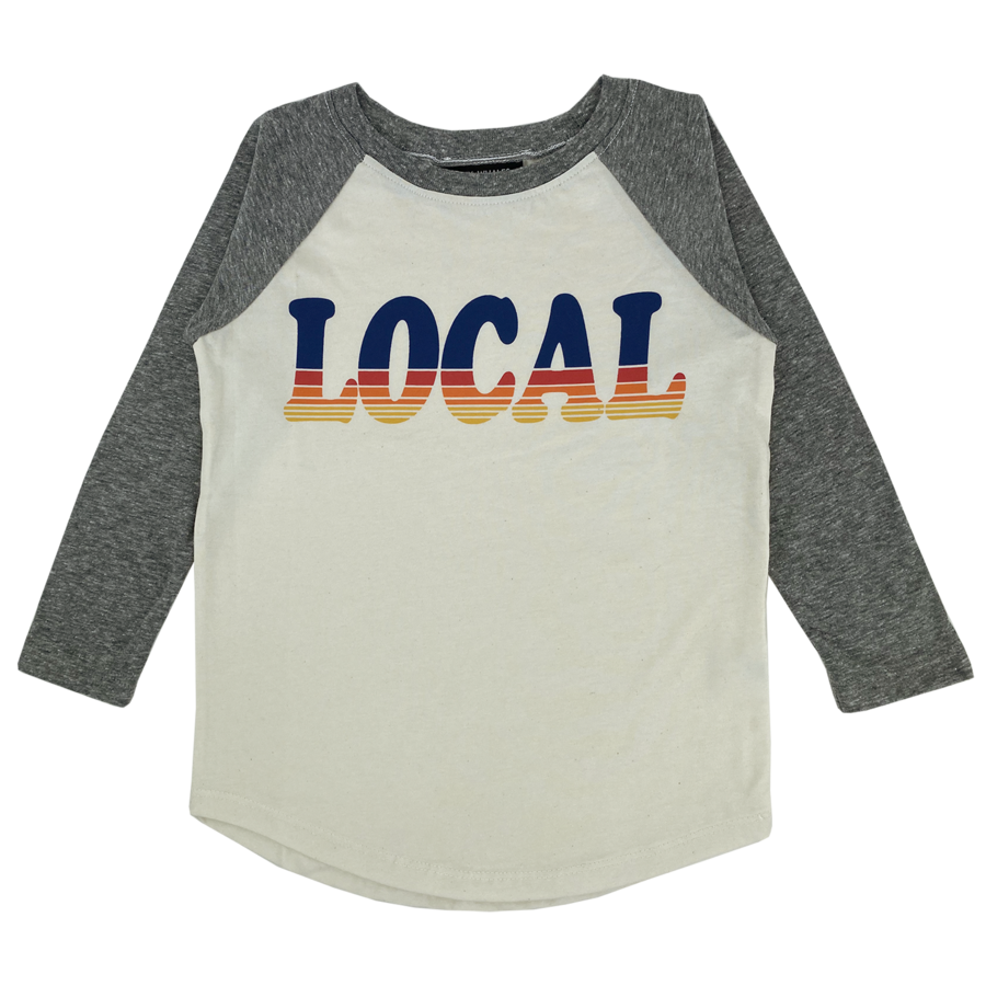 Tiny Whales - Local Long Sleeve Raglan - Natural/Tri Gray