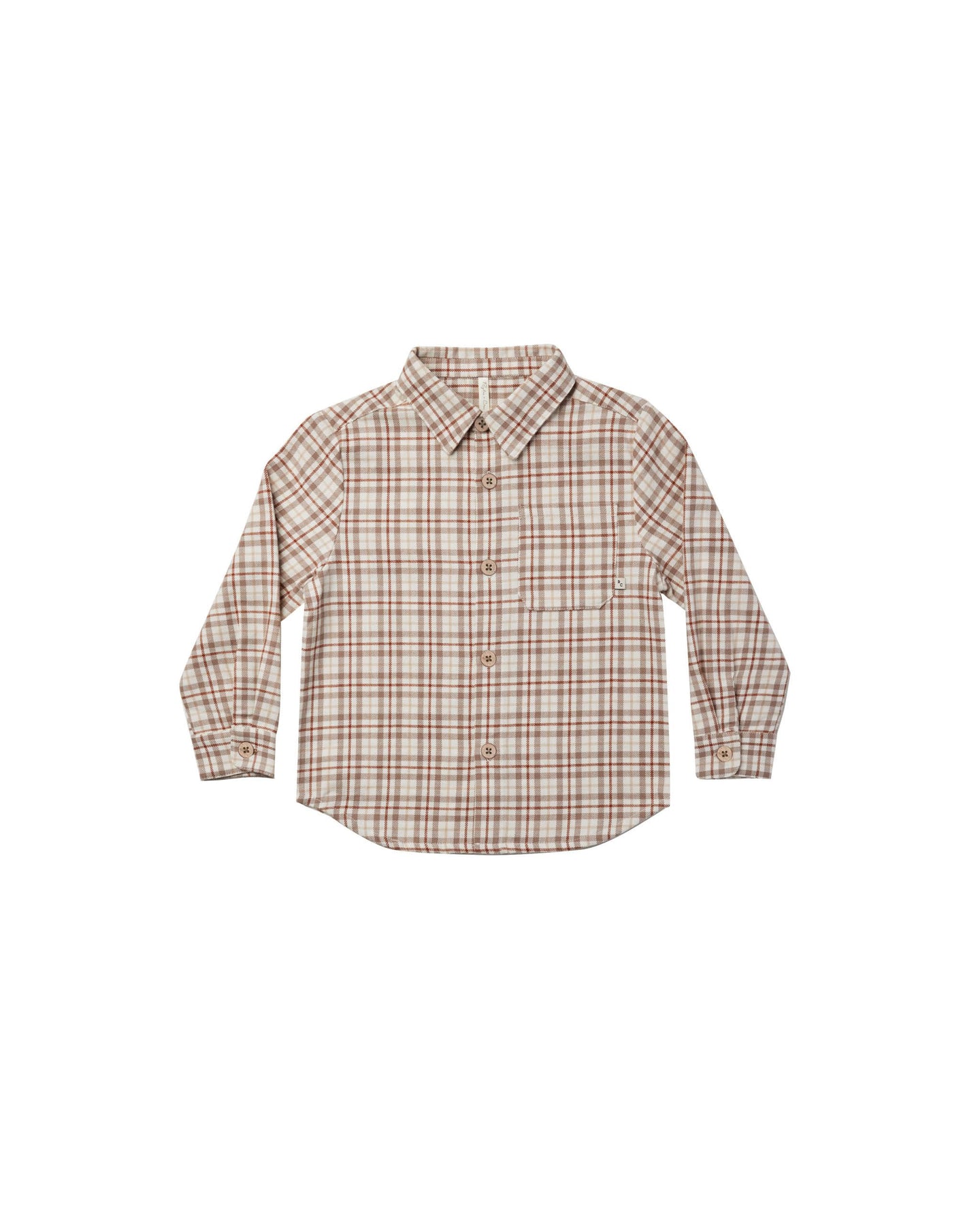 Rylee + Cru - Long Sleeve Collared Shirt - Mocha Plaid