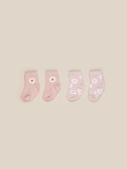 Huxbaby - Organic Daisy/Blossom 2Pk Socks - Rose/Blossom