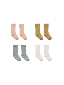 Quincy Mae - Baby Socks - 4 Pack Ivory/Ocean/Petal Gold