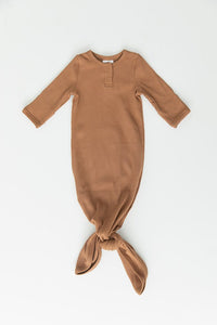 Mebie Baby - Mustard Organic Cotton Ribbed Knot Gown